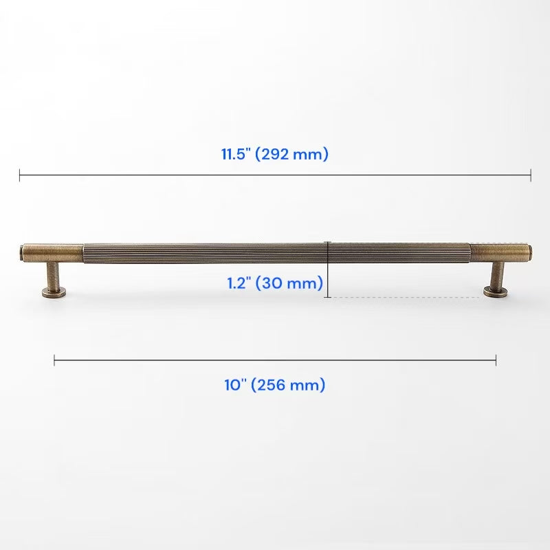 Fluted Brass Cabinet Pulls 96 128 160 224 256 320 mm, Antique Bronze Knurled Kitchen Hardware
