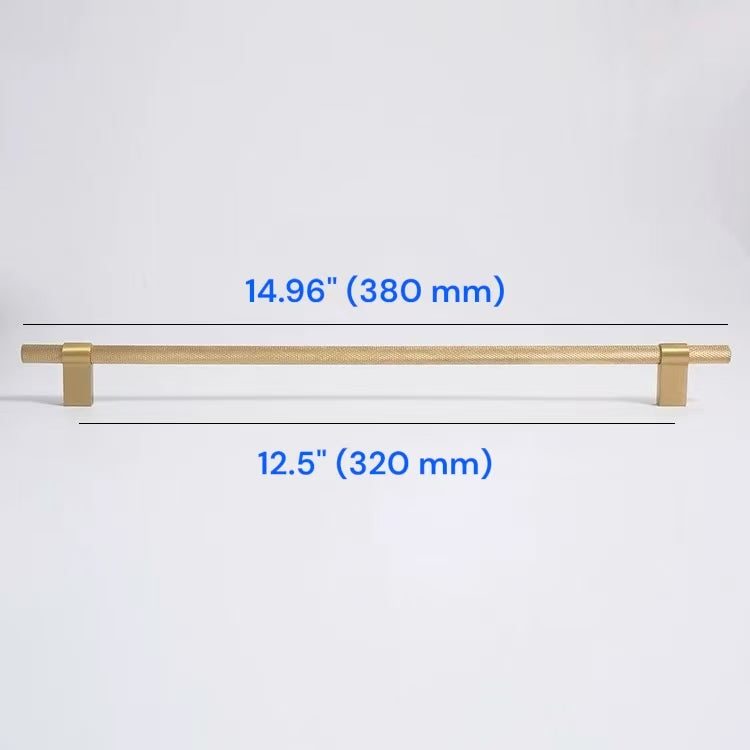 Knurled Cabinet Bar Pulls 96 128 224 320 mm, Brass / Matte Black, Sleek Modern Kitchen Hardware