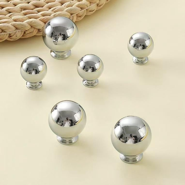 Ball Cabinet Knob, Solid Brass, Polished Chrome Drawer Pull, Kitchen Hardware
