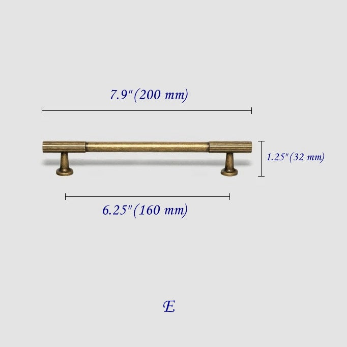 Antique Bronze Fluted Cabinet Pulls, Knurled Drawer Knobs, Kitchen Hardware
