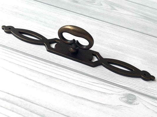 Vintage Look Antique Bronze Ring Drawer Pull with Backplate