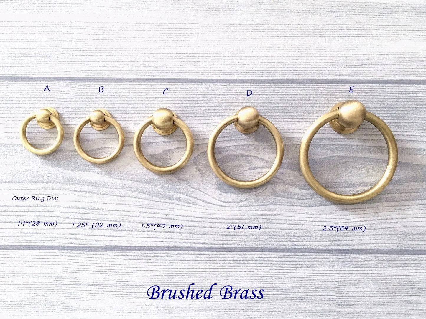 Ring Pulls Mini Knobs with Pull Rings Brass Bronze Unlaquered