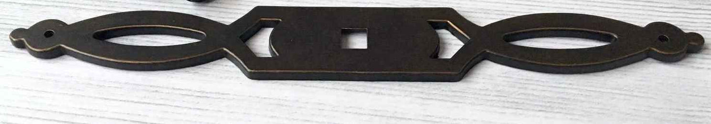 Vintage Look Antique Bronze Ring Drawer Pull with Backplate