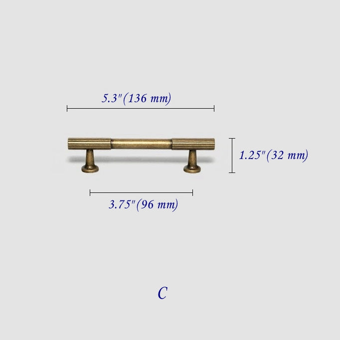 Antique Bronze Fluted Cabinet Pulls, Knurled Drawer Knobs, Kitchen Hardware