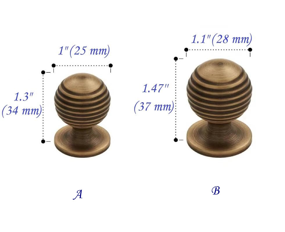 Beehive Brass Cabinet Pulls w. Drawer Knobs, Antique Bronze