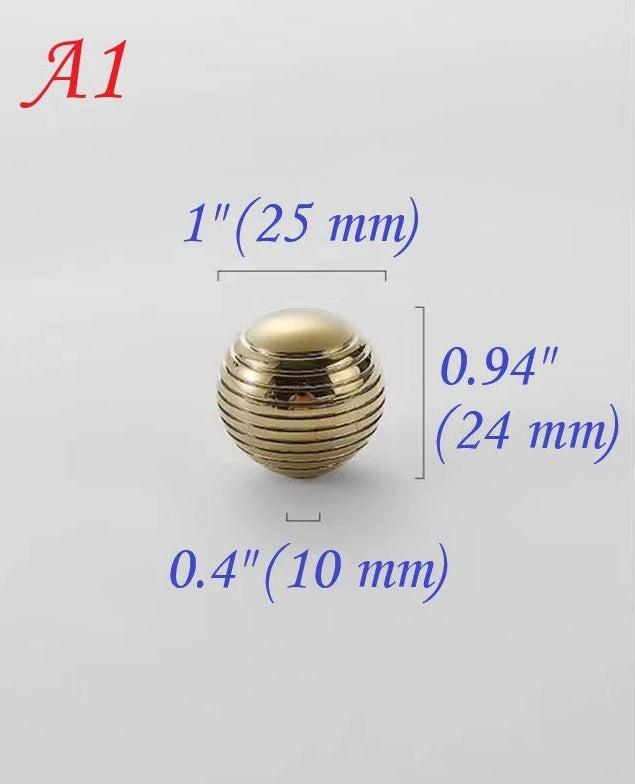 1 Inch Beehive Drawer Knobs Polished Gold Brass Cabinet Pull Kitchen Hardware 25 mm