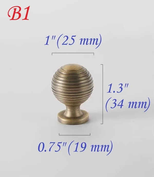 1 inch Antique Bronze Beehive Brass Drawer Knobs Kitchen Cabinet Hardware 25 mm