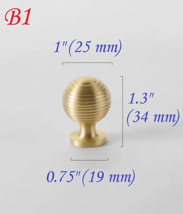 1 inch Beehive Pulls brushed Brass Drawer Knobs Kitchen Cabinet Hardware 25 mm