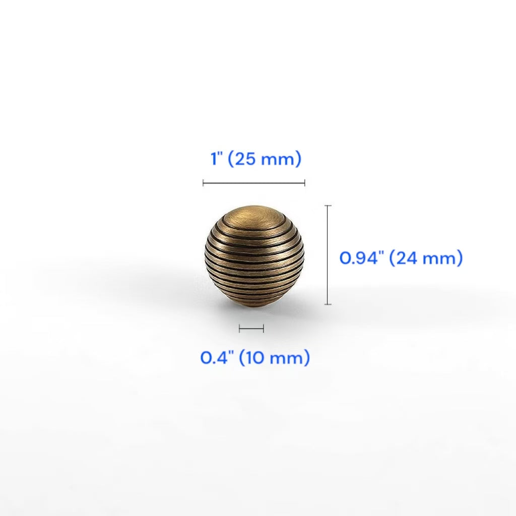 1 Inch Brass Ball Knobs Bronze Beehive Cabinet Door Pulls Dresser Handles 25 mm Hardware