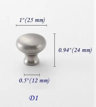 1 Inch Brushed Nickel Brass Mushroom Drawer Knobs Pulls Minimalism Kitchen Cabinet Hardware