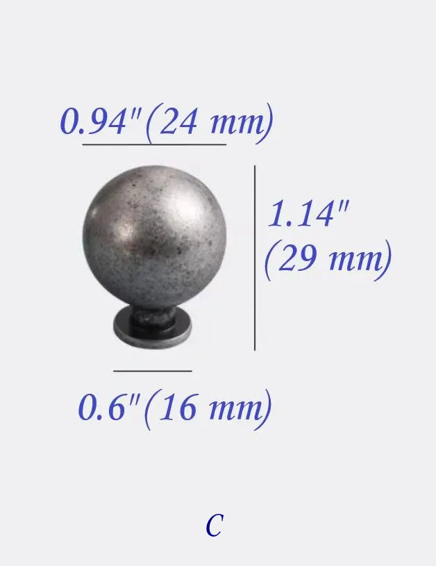 1 Inch Cabinet Knob Pewter Brass