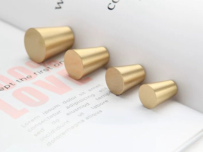 Cone Brass Knob, Taper Cabinet Pulls, MCM Kithcen Hardware, Gold Black Bronze