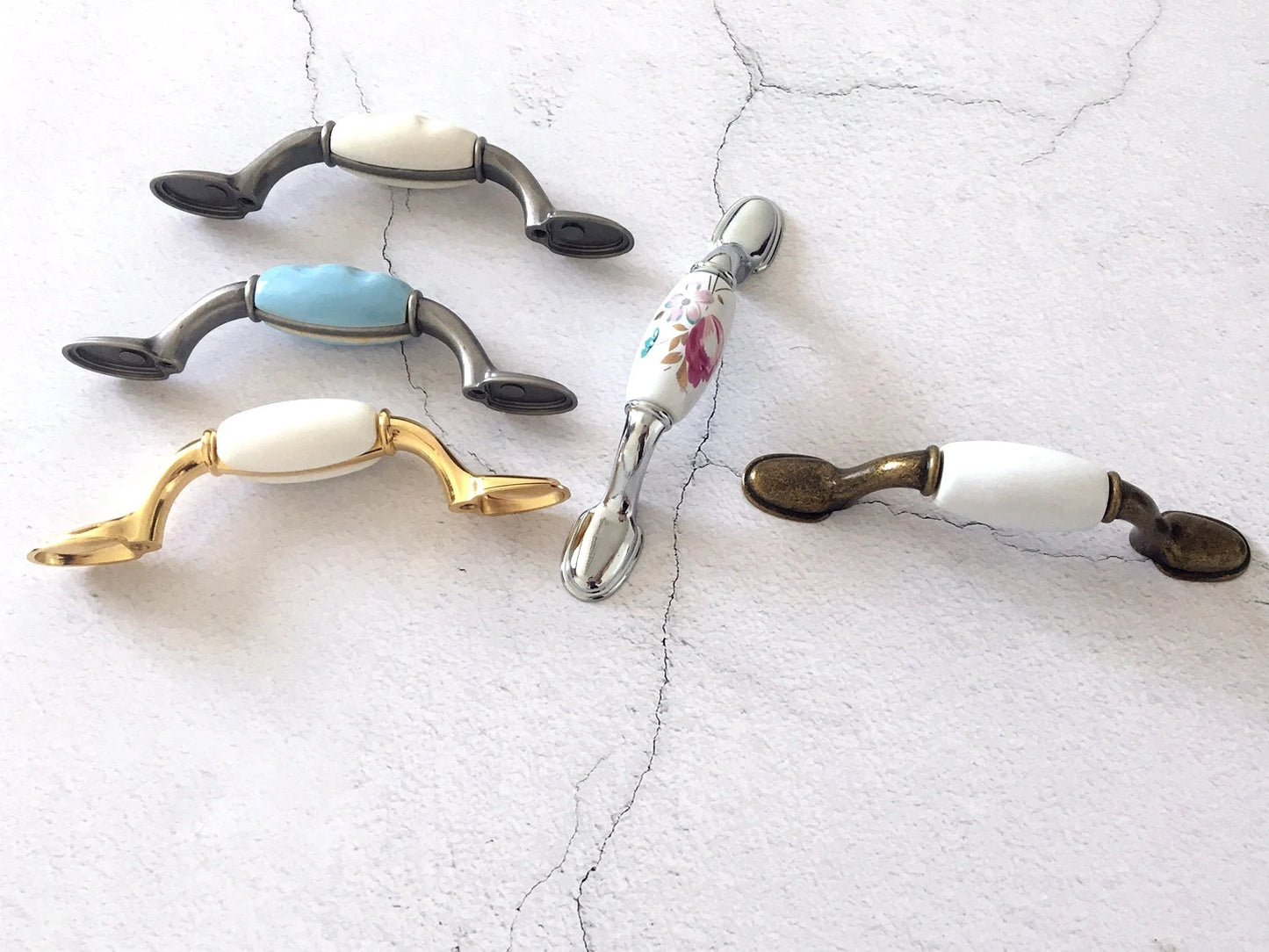 3" Centers Drawer Pulls, Cabinet Handle Hardware, 76 mm Holes, Ceramic