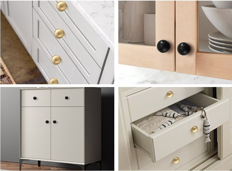 Ball Brass Knobs, Cabinet Drawer Pulls, Brushed Gold, Matte Black, Brushed Nickel