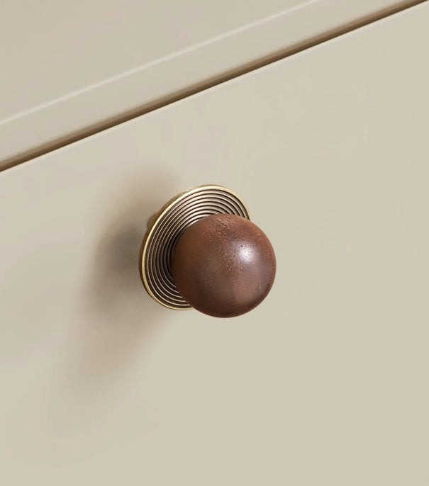 Walnut Brass Saturn Cabinet Knobs, Japandi Kitchen Hardware, Polished Chrome, Antique Bronze