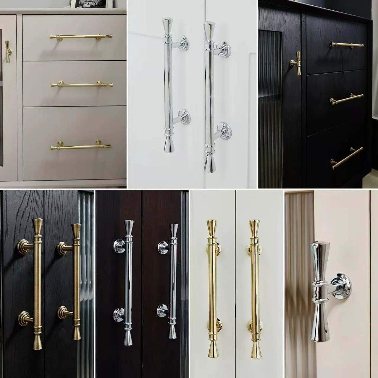 Brass Cabinet Bar Handles, T-shaped Drawer Pull, Kitchen Hardware