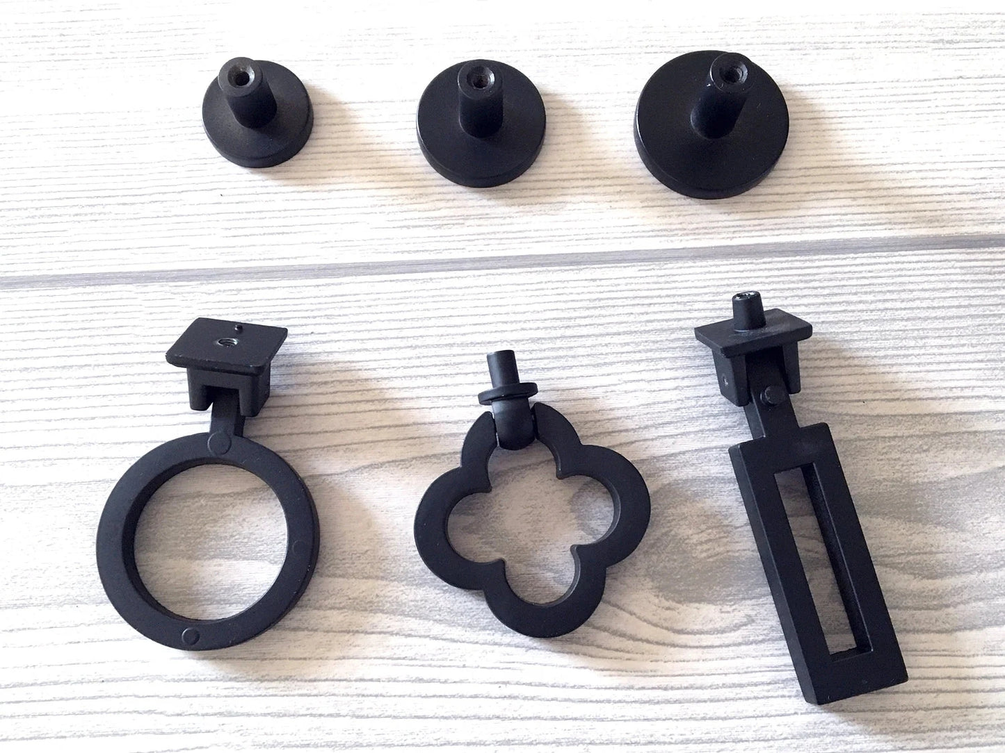 Drop Ring Drawer Pulls, Circle Cabinet Knobs, Matte Black, Rectangular, Clover