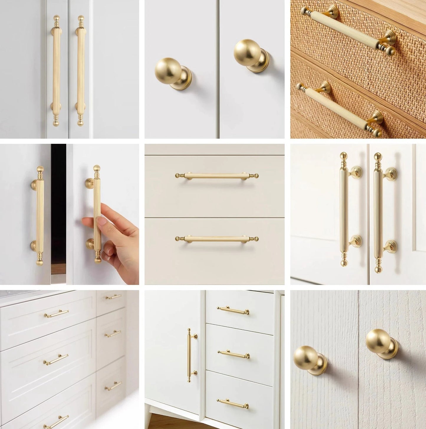 3.75" 5" 7.5" Brushed Gold Vanity Bar Handle & Drawer Knob, Classic Kitchen Hardware