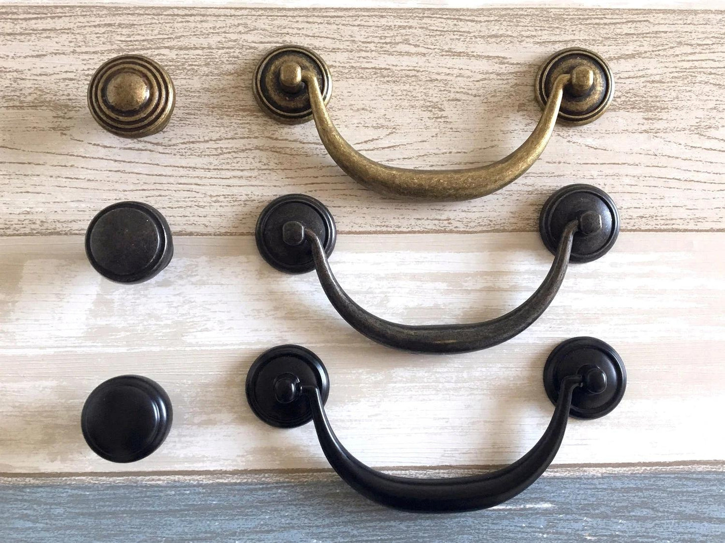 4.25" 4.5" Vintage Style Bail Drawer Pulls Handle Knob Dark Antique Bronze Black
