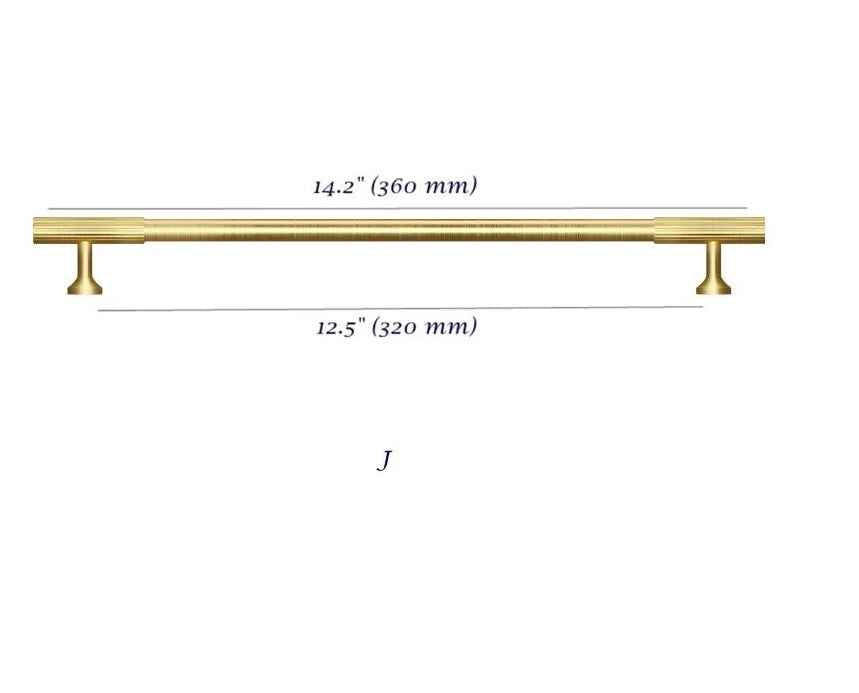 Fluted Gold Brass Cabinet Bar Handle & Drawer Knob - 3.75" to 12.5"