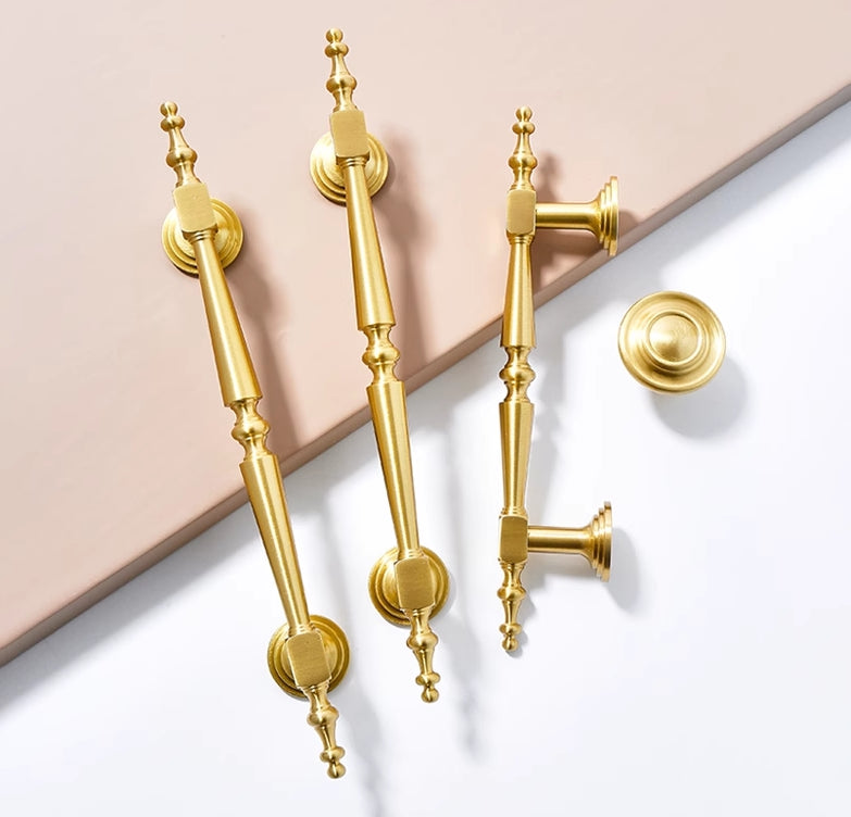 Brass Cabinet Bar Handles, Ball Knobs, Kitchen Hardware