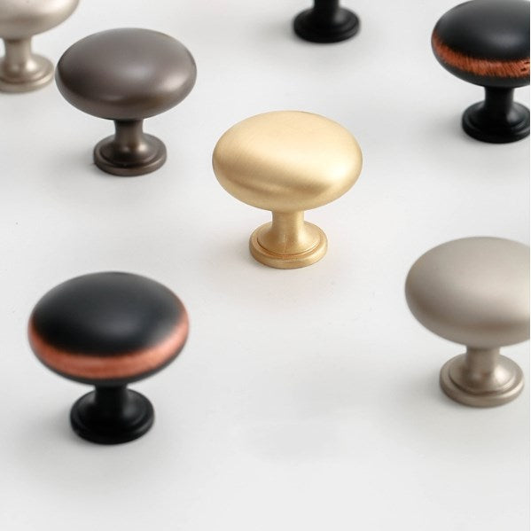 Round Cabinet Knobs, Drawer Pulls, Gold Nickel Black Gray, Kitchen Hardware