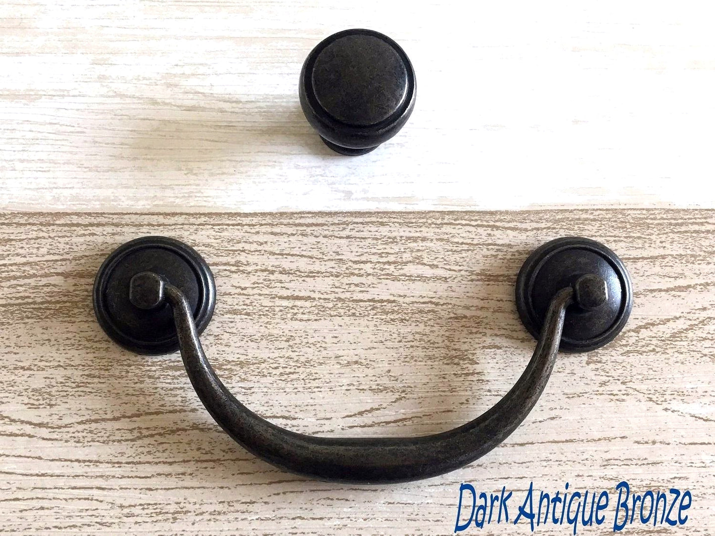 4.25" 4.5" Vintage Style Bail Drawer Pulls Handle Knob Dark Antique Bronze Black