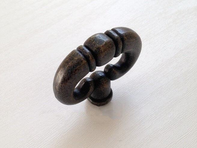 Vintage Style Drawer Pull, Ring Cabinet Knob, Antique Bronze, Rustic Hardware
