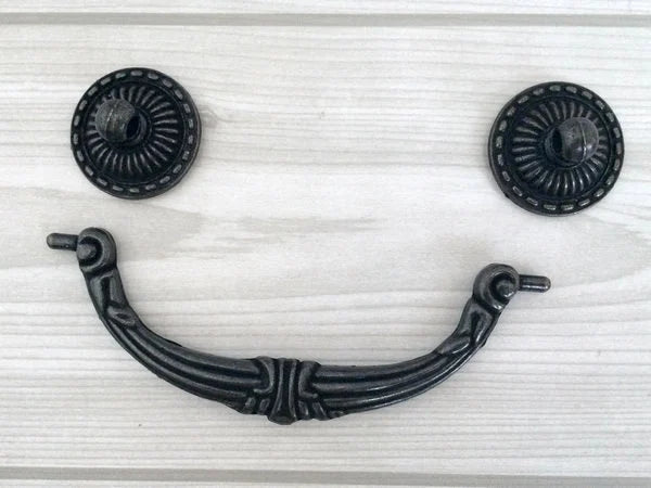 4.5" Vintage Style Drop Bail Drawer Pull Antique Black