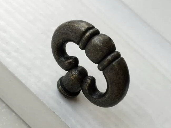 Vintage Style Ring Drawer Pull, Cabinet Knob, Antique Bronze, Rustic Hardware