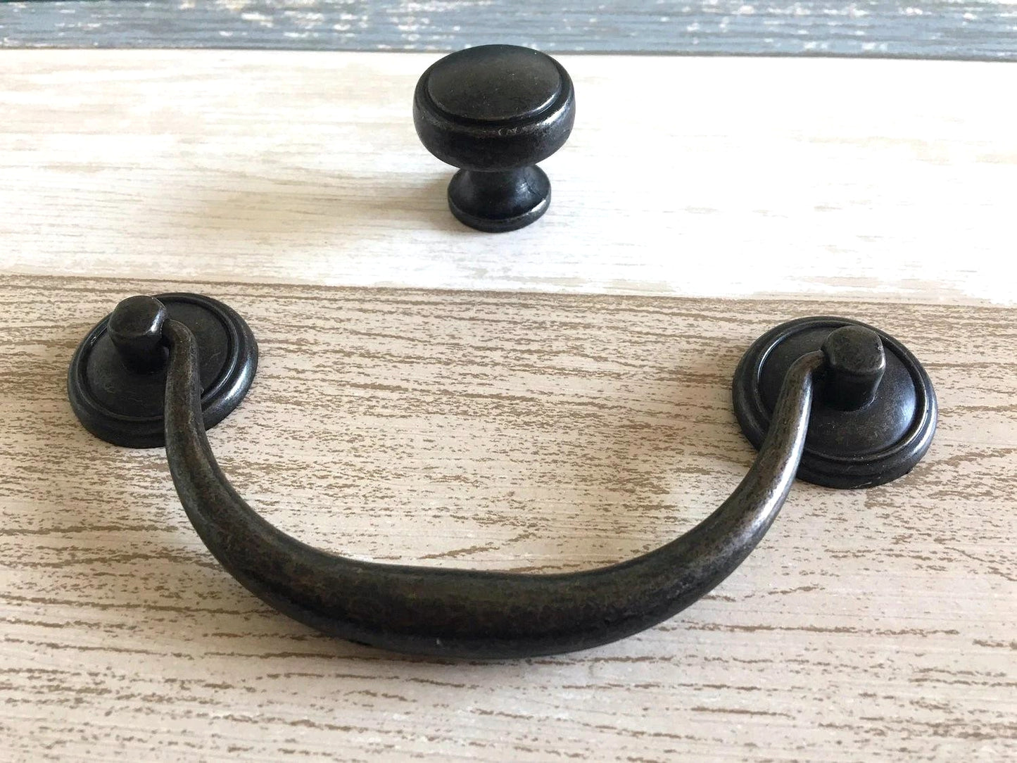 4.25" 4.5" Vintage Style Bail Drawer Pulls Handle Knob Dark Antique Bronze Black