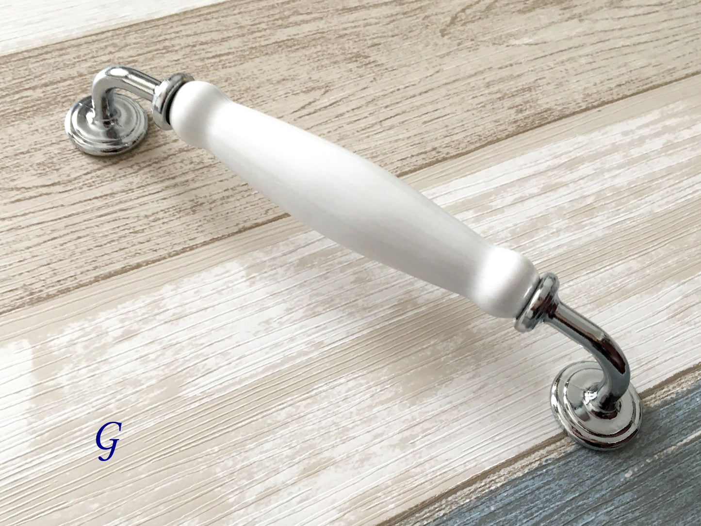 160 mm drawer pulls porcelain white silver