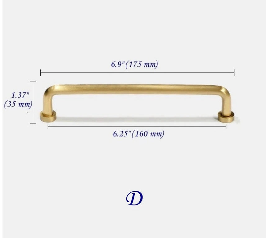 Brushed Brass D Cabinet Pulls, Kitchen Hardware