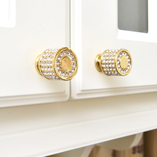 Crystal Drawer Pulls, Rhinestone Cabinet Knobs, Polished Chrome, Gold, Round, Cylinder, Square