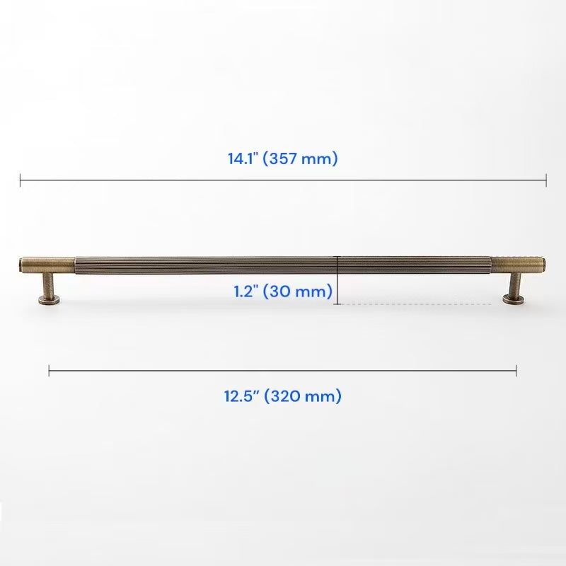 Fluted Brass Cabinet Pulls 96 128 160 224 256 320 mm, Antique Bronze Knurled Kitchen Hardware