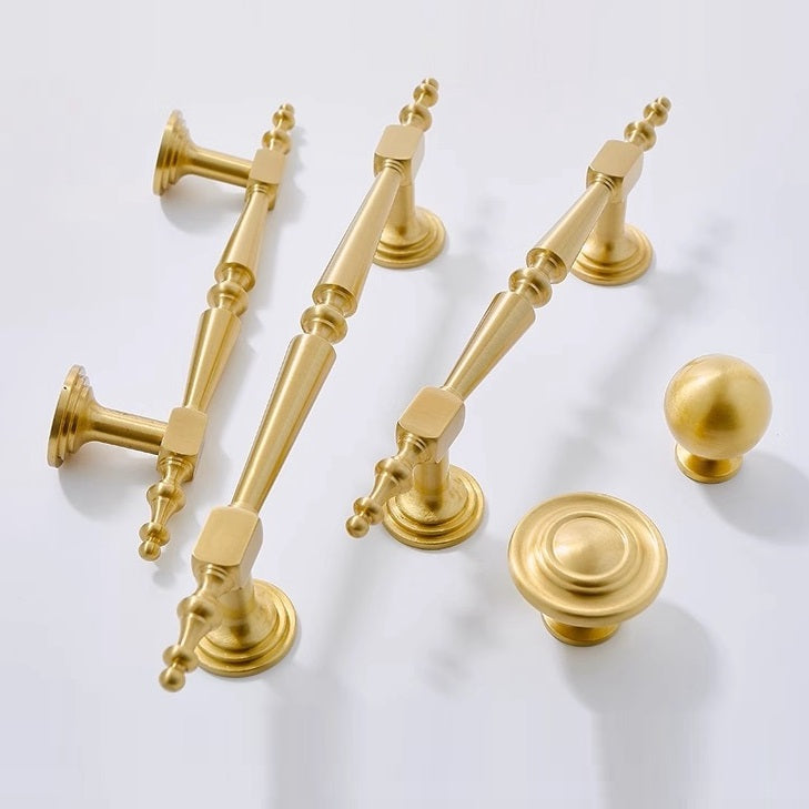 Brass Cabinet Bar Handles, Ball Knobs, Kitchen Hardware
