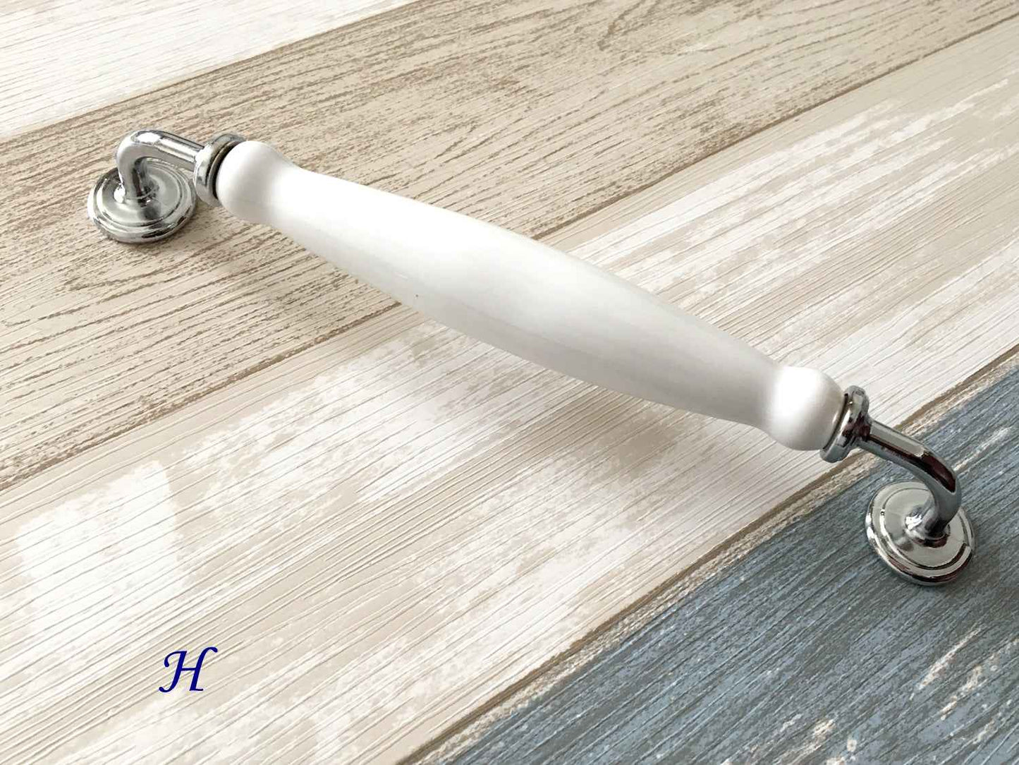 Classic White Ceramic & Chrome Drawer Pulls - 3" to 7.5"