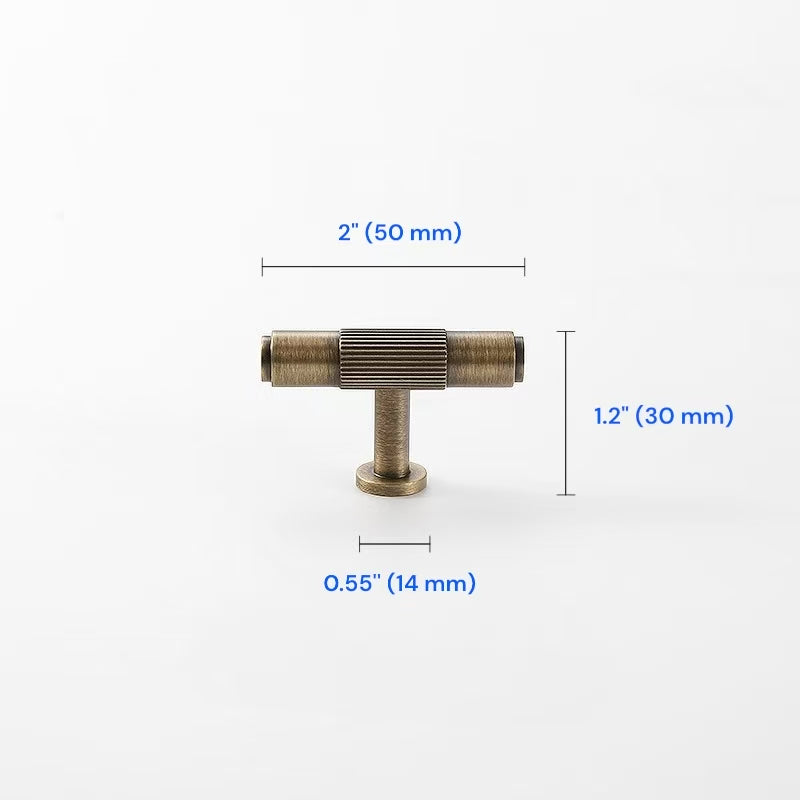 Fluted Brass Cabinet Pulls 96 128 160 224 256 320 mm, Antique Bronze Knurled Kitchen Hardware