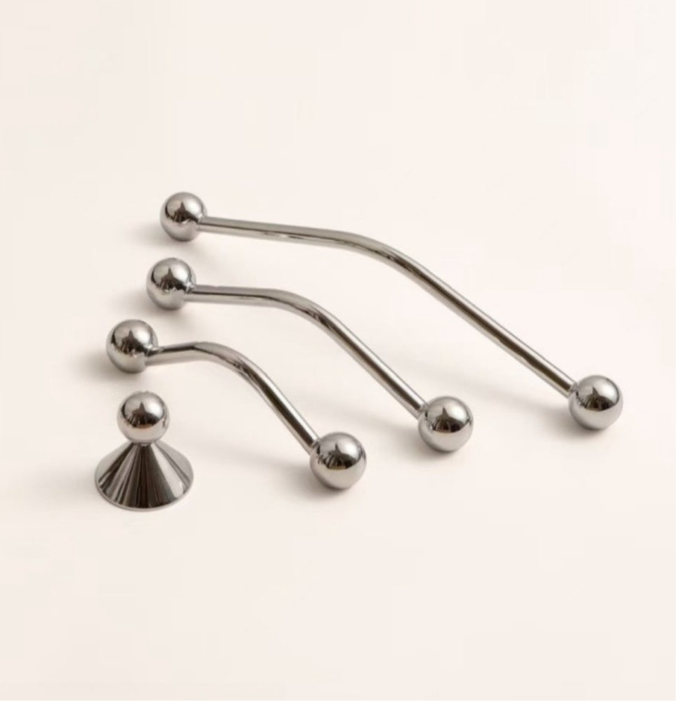 Minimalist polished chrome cabinet handles for contemporary kitchen decor