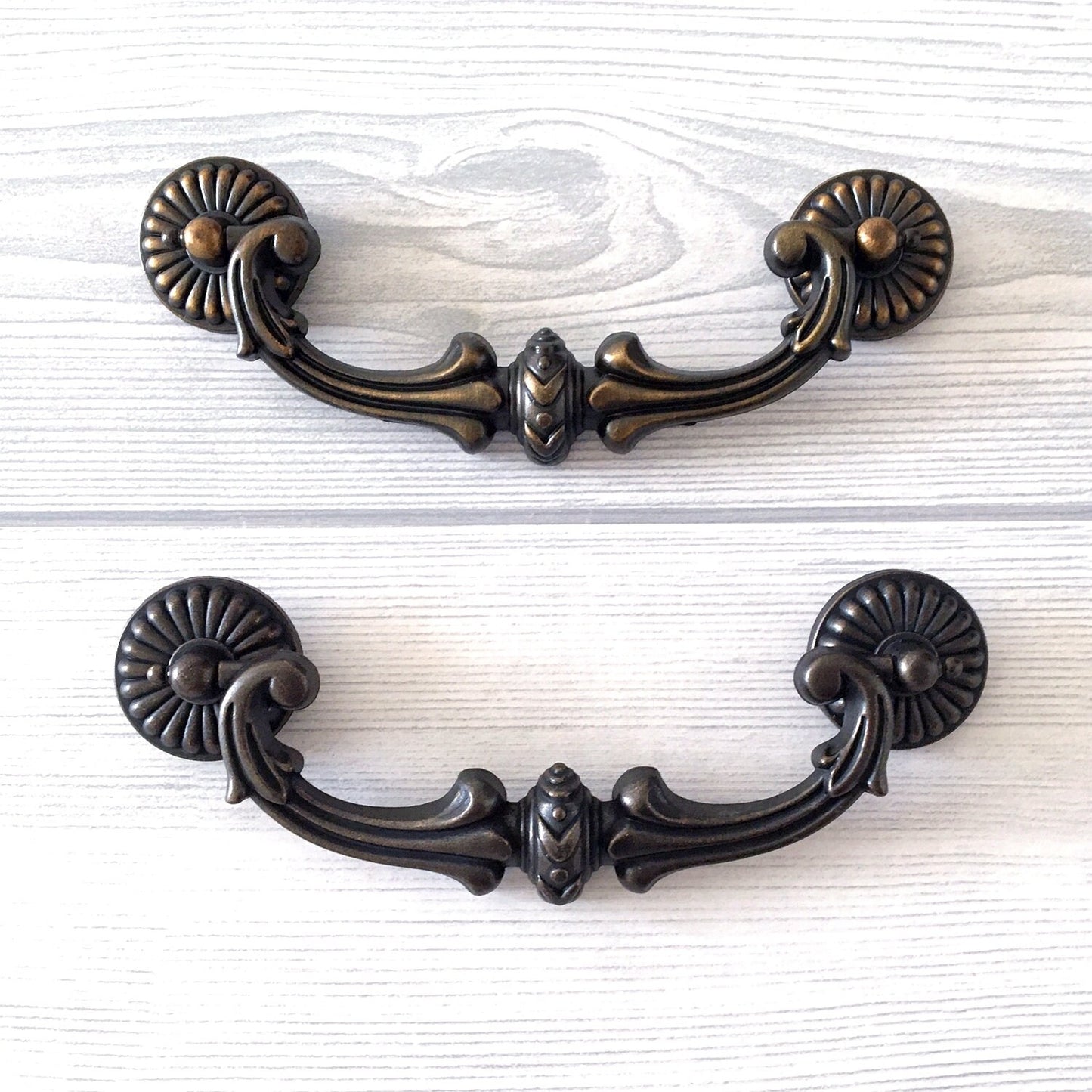 5" Centers Vintage Style Drop Bail Drawer Pulls, Antique Black, Antique Gold Brass, 128 mm Centers