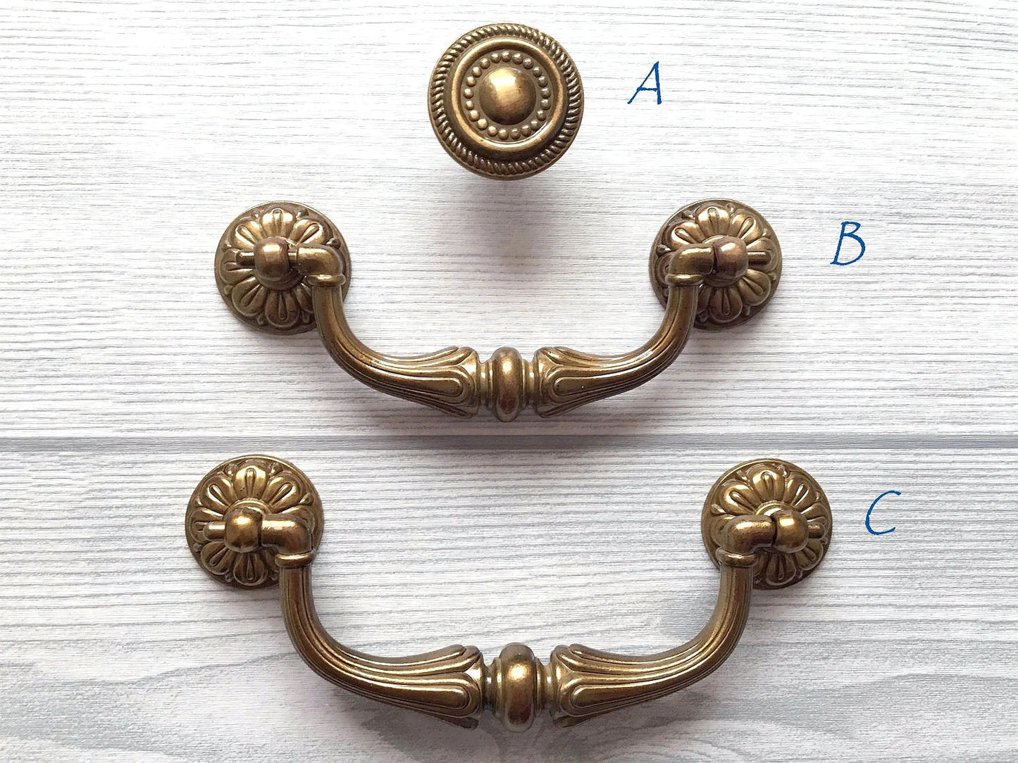 3.75" 4.5" Drop Bail Drawer Pull Handles Antique Brass Vintage Style