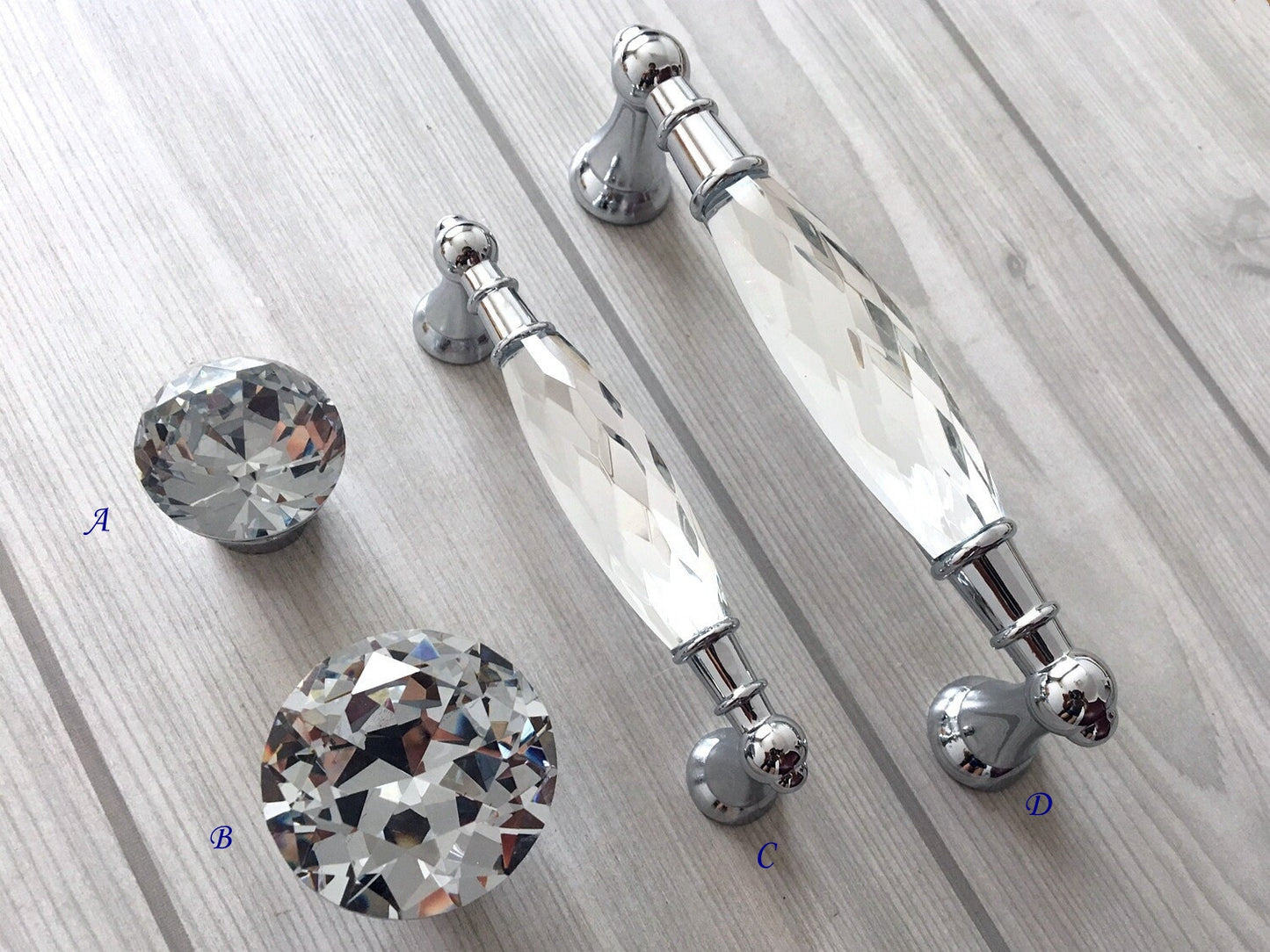 3.75" 5" Crystal Drawer Pull, Glass Cabinet Pulls, Modern Cupboard Handles