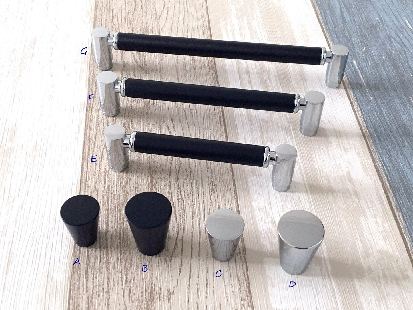 Modern Cupboard Bar Handle, Black Silver Wardrobe Pull, Drawer Knob