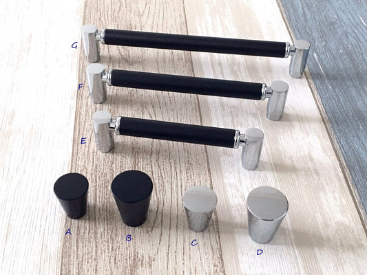 Modern Bar Handles, Black Silver Cabinet Pulls, Drawer Knobs, Cupboard Wardrobe Kitchen Hardware