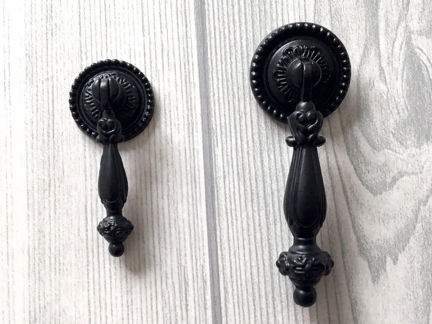 Black Pendant Drawer Pull Drop Vintage Style Hardware