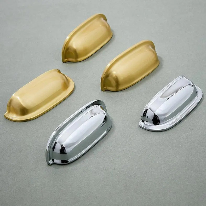 2.5" 3" Centers Brass Cup Drawer Pulls, Polished Gold Chrome Matte Black, 64 76 mm Centers