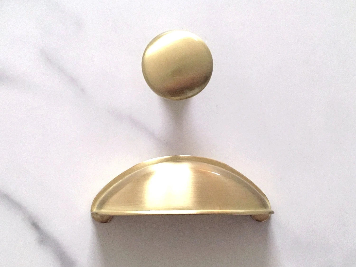 2.5" Gold Cup Drawer Pull, Mid Century Modern Cabinet Hardware