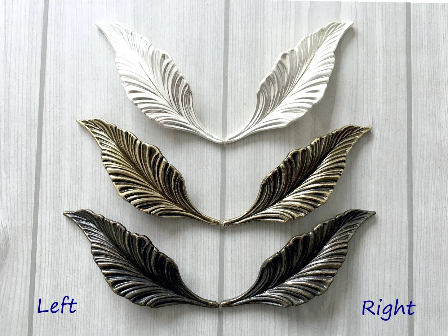 1.25" Vintage Style Leafy Drawer Pull Handles, Left Right Pair