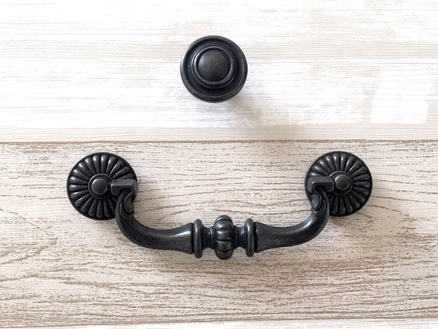 4 1/2" Vintage Style Antique Black Bail Drawer Pull | Kitchen Cabinet Knob