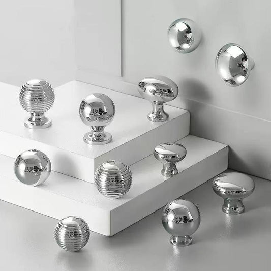 Ball Cabinet Knob, Solid Brass, Polished Chrome Drawer Pull, Kitchen Hardware